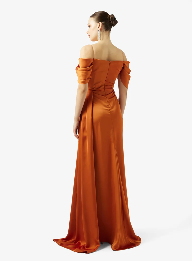 Akadia Fashion RAPED SIDE TAIL SATIN DRESS